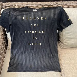 Gently worn Large Nike Dri-Fit T Shirt. Legends are Forged in Gold